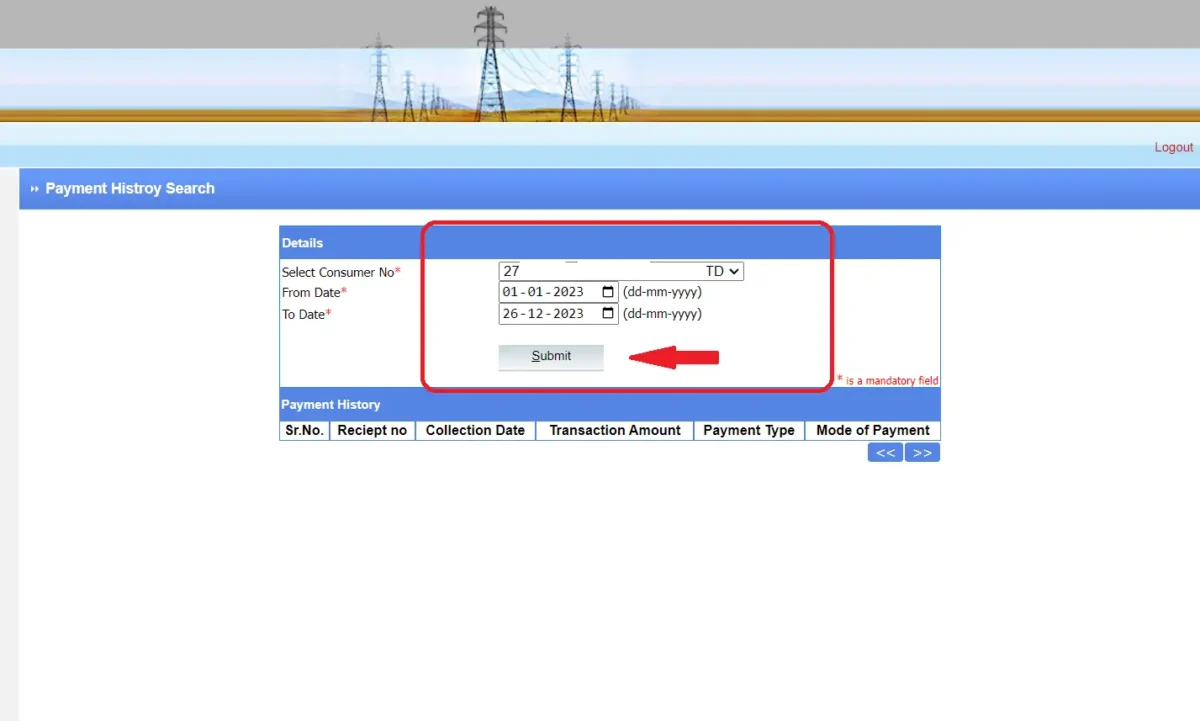 PGVCL HT Bill Payment History