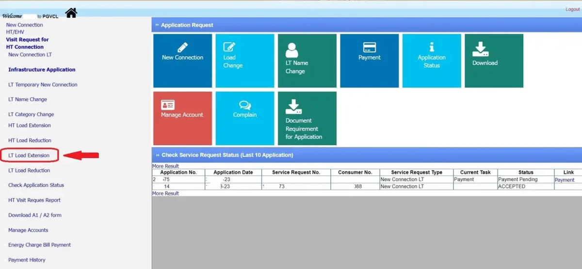 PGVCL Load Extension Online Application