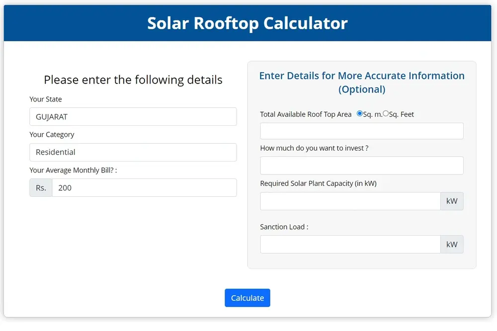 PM Surya Ghar Yojana Calculator