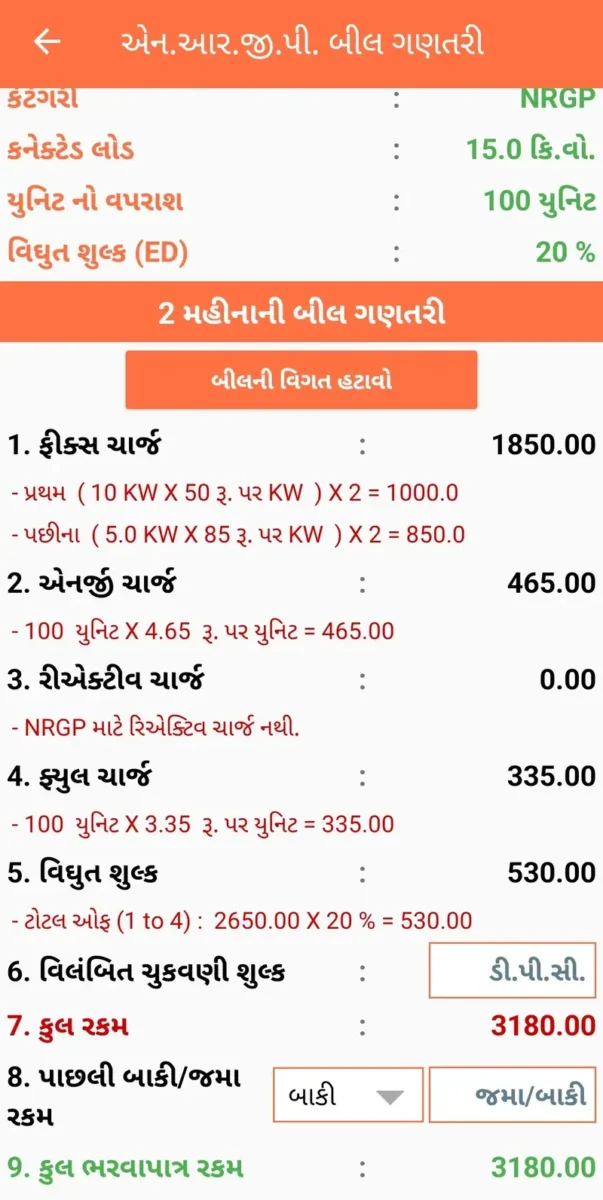 PGVCL Unit Rate in NRGP