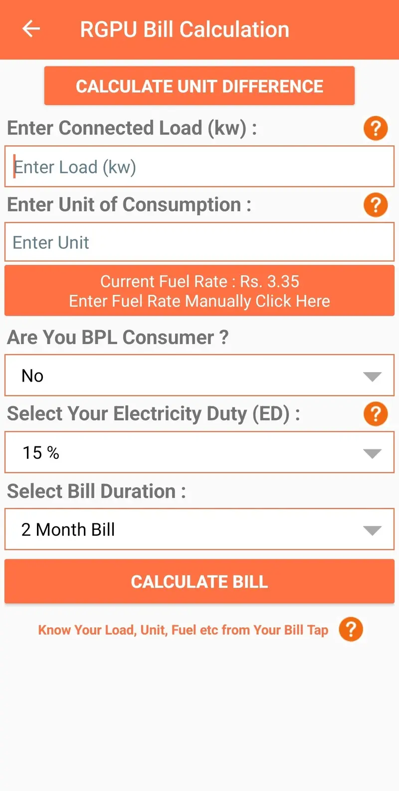 ugvcl unit rate in city rgpu